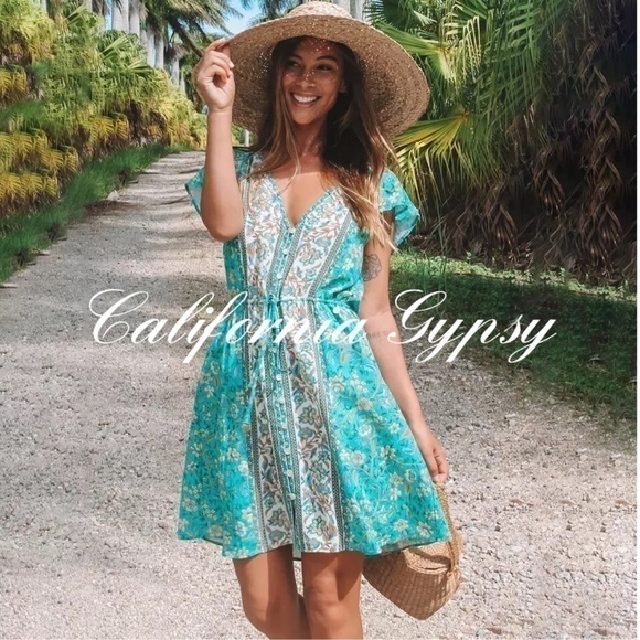 Boho Chic Gypsy Floral Mini Dress - Picture 6 of 14